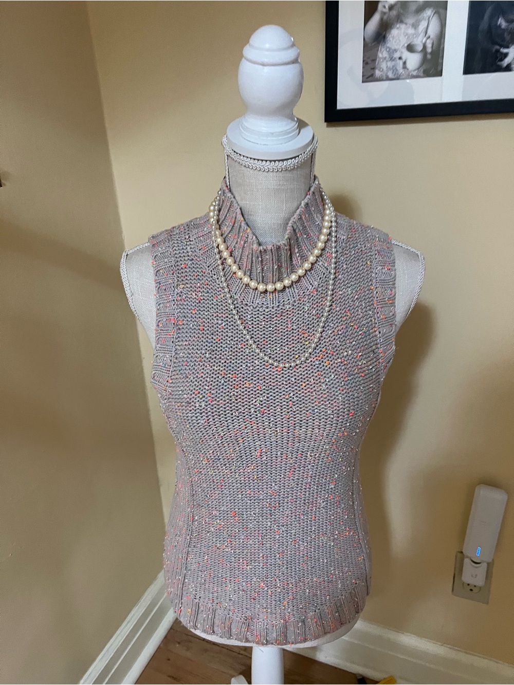 Anthropologie confetti multi color  Sleeveless Mock Neck Knit Top